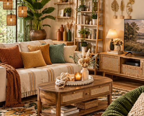 The Boho Living Room Edit: 20 Pieces That Actually Feel Lived-In cover photo collage