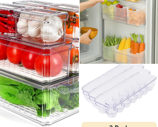 My Fridge & Pantry Hacks I use 
to keep my food fresh, organized, and easy to find. cover photo collage