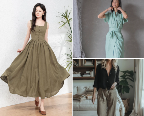 Linen clothes cover photo collage