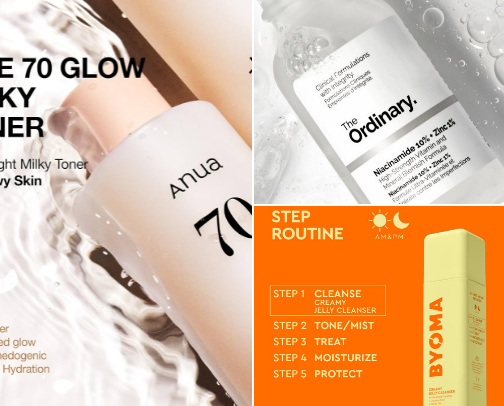 Morning and night skincare routinr for oily skin cover photo collage