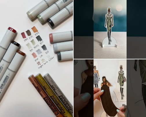 All the Copic Sketch Markers and Metallic Pens I used to render my Mad Max inspired PaperDolls | color palette inspo cover photo collage