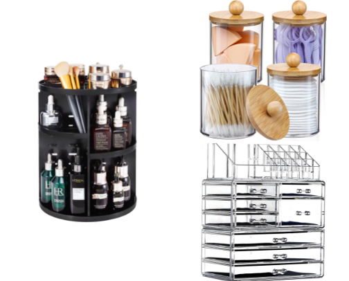 makeup/skincare organizer cover photo collage