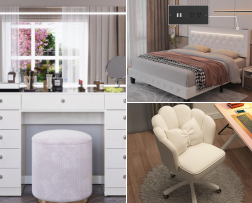 Girls room essentials and likes cover photo collage