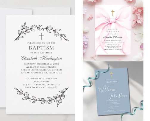 Baby Baptism Invitations cover photo collage