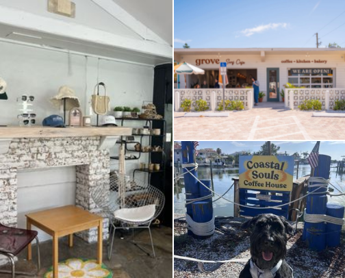 coffee shops before the beach in the st.pete area cover photo collage
