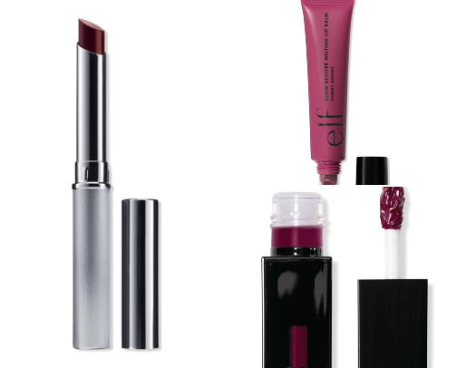 Berry and plum lip products cover photo collage