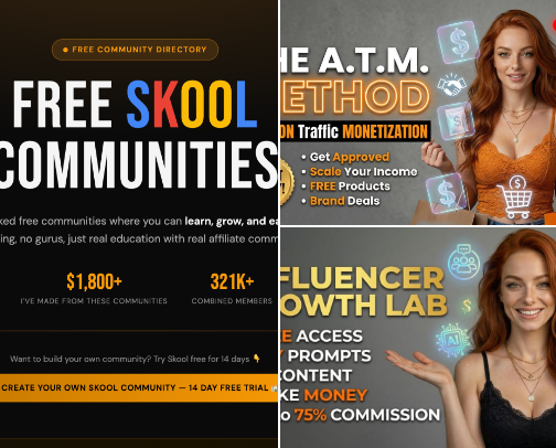Free Skool Communities That Make Me Money cover photo collage