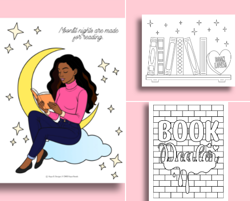 Bookish Coloring pages cover photo collage