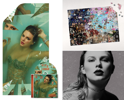 Taylor Swift themed products cover photo collage