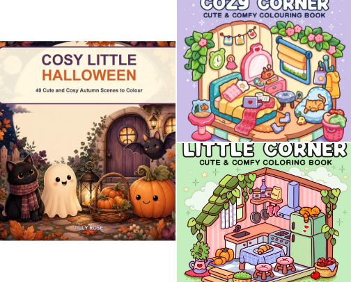 Cosy & Cute Colouring Books cover photo collage