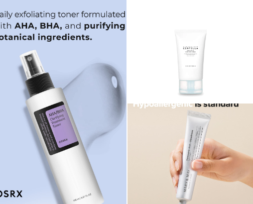 Skincare products for combination skin🧴 cover photo collage