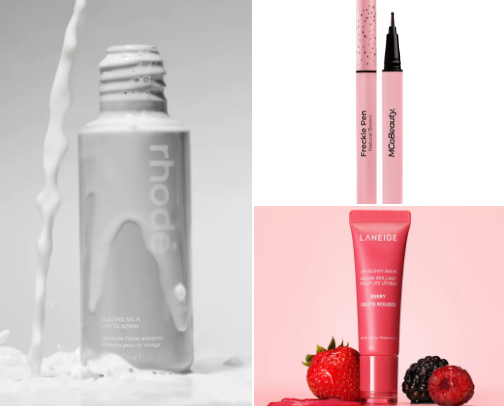 Strawberry makeup look🍓 cover photo collage