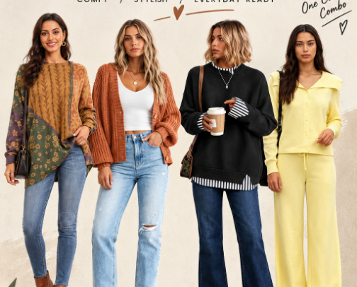 The Best Sweater and Jeans Outfits cover photo collage