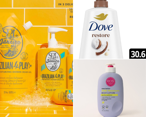 Body care products cover photo collage