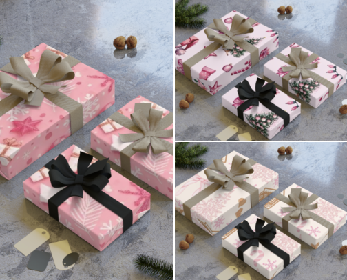 Girly Trendy Christmas Themed Wrapping Paper cover photo collage