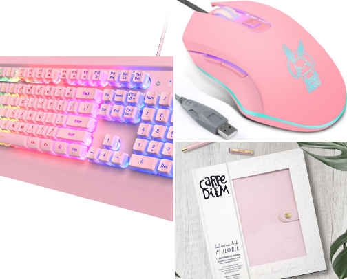 💕 Pink Office Essentials cover photo collage