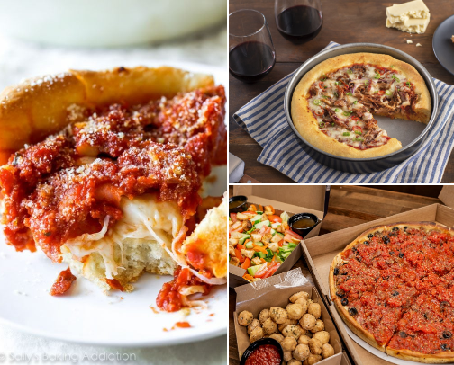 Chicago deep dish pizza cover photo collage