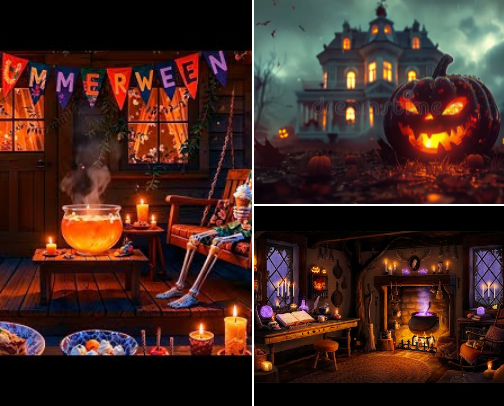 Favorite Halloween Ambience and Spooky Music YouTube Channels cover photo collage