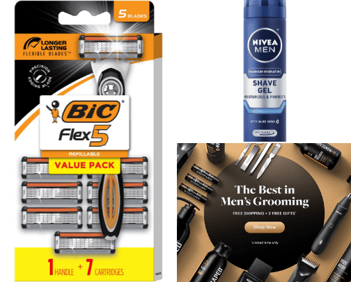 Shaving equipment cover photo collage