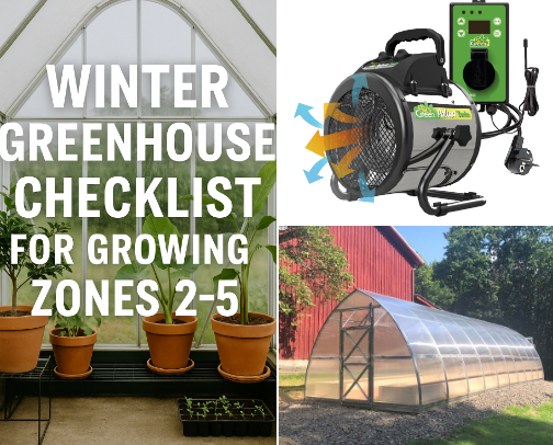 🌿❄️ WINTER GREENHOUSE CHECKLIST FOR GROWING ZONES 2–5 cover photo collage