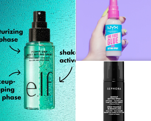 tried-and-true makeup setting sprays cover photo collage