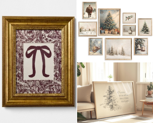 Christmas Art | paintings, prints, wall decor for the holiday season cover photo collage