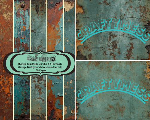 Rusted Teal digital Kit cover photo collage