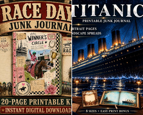Junk Journal Kits by The Junk Journal Suite on Etsy cover photo collage