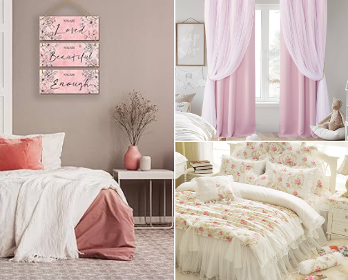 Pink princess theme room decor🌸💕✨🐚 cover photo collage
