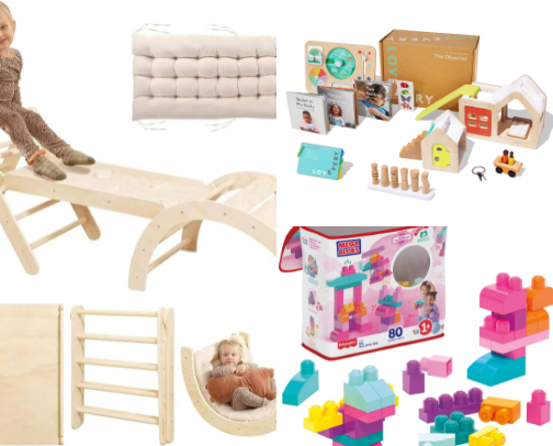 our favorite developmental toddler activities/toys cover photo collage