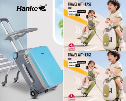 Collection of travel accessories, babies, children, adults and all categories cover photo collage