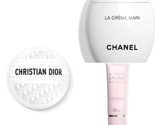 Luxury hand creams cover photo collage