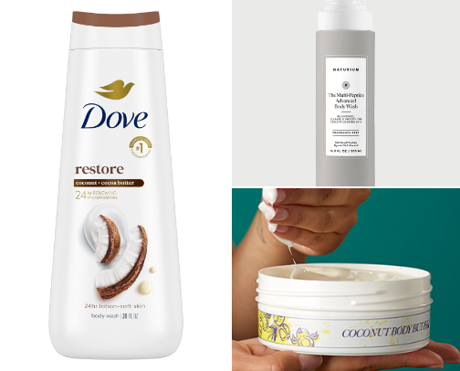 Hydrating Body Care Items cover photo collage