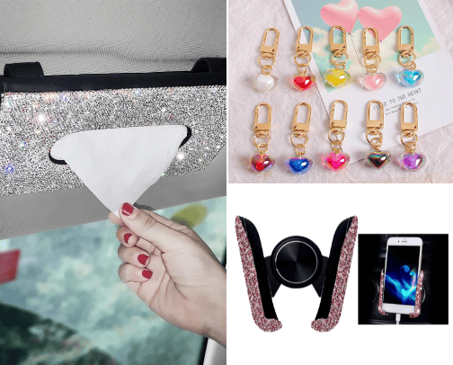 girly car accessories 🚗🎀 cover photo collage