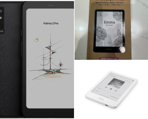 E-Reader to enjoy digital book cover photo collage
