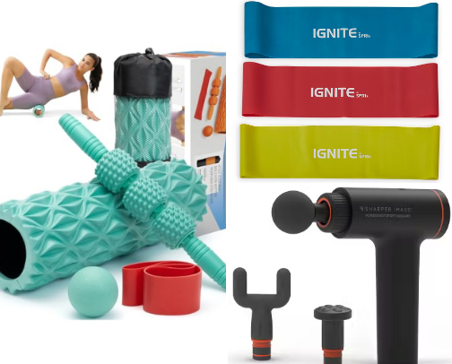 Things you need for home training and gym. And training recovery stuff.///(mixed things) cover photo collage
