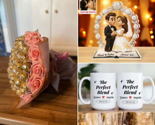 Chocolate gift And Wedding gift cover photo collage