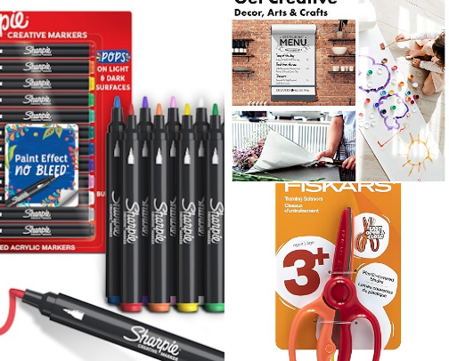 Art supplies for kids cover photo collage
