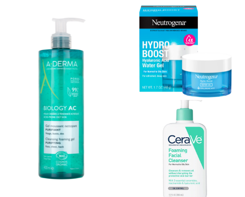 Oily+ acne-prone skin care routine cover photo collage