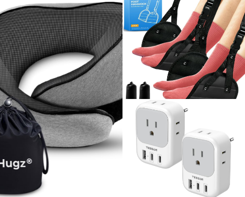 All the essentials for plane travel cover photo collage