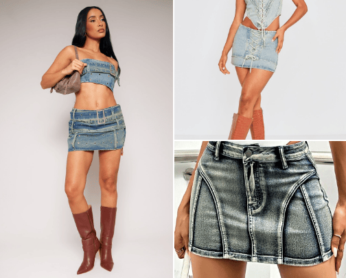 Women's Clothing - Denim Mini Skirts cover photo collage