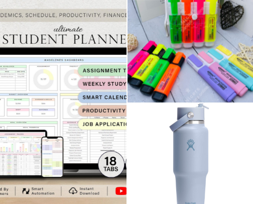 Student Productivity Must-Haves | Best for long study sessions ˚⟡˖ cover photo collage