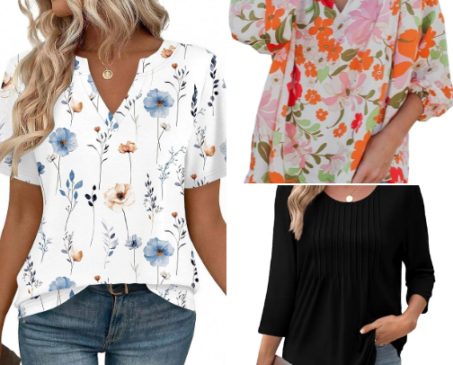 Cute 3/4 Sleeve Floral Work Blouses cover photo collage