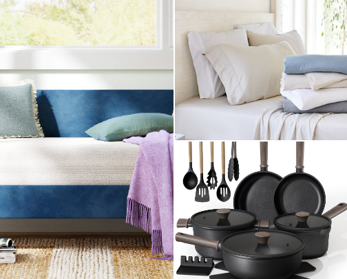 Household items for comfortable living cover photo collage