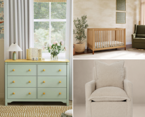 Furniture and decor I chose for my first nursery cover photo collage