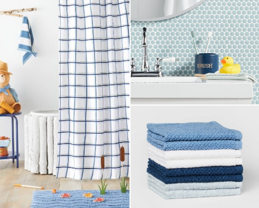 Affordable Kids Boys Blue Bathroom Decor cover photo collage