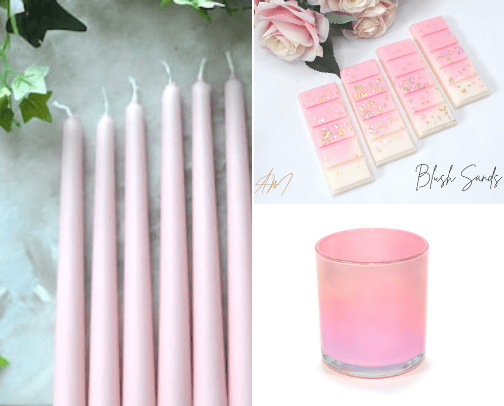 Pink candles and melts cover photo collage