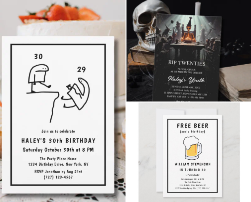 Hilarious 30th Birthday Invitations cover photo collage