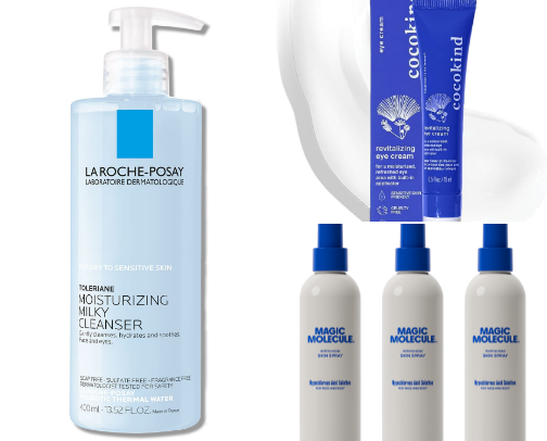 Skin care recs for girlies and guys on a budget 🫧🩵 cover photo collage