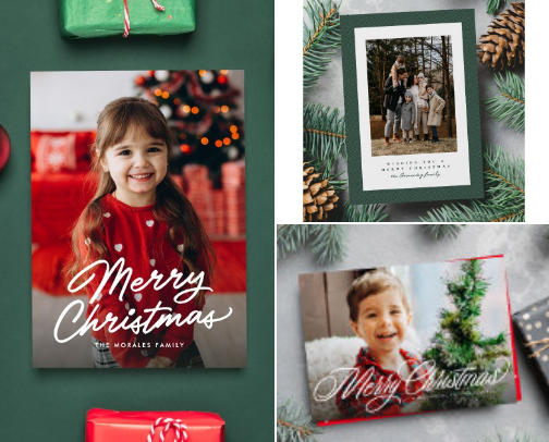 Simple and classic holiday cards cover photo collage